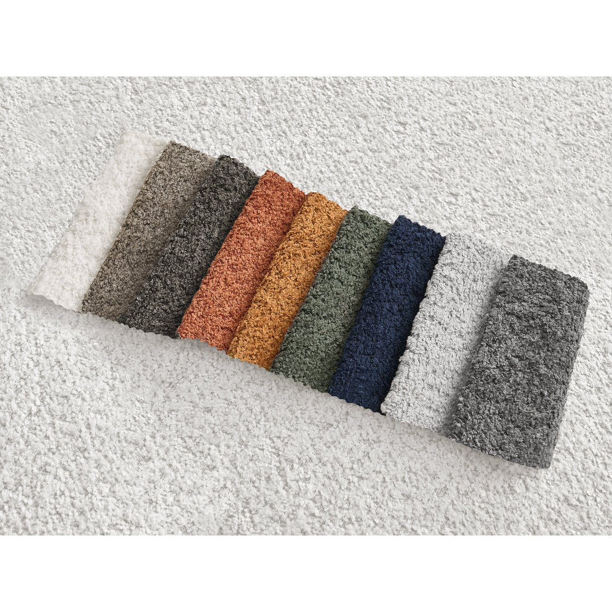 Canapé modulable 4 places en tissu bouclette, AZRA blanc, BOBOCHIC