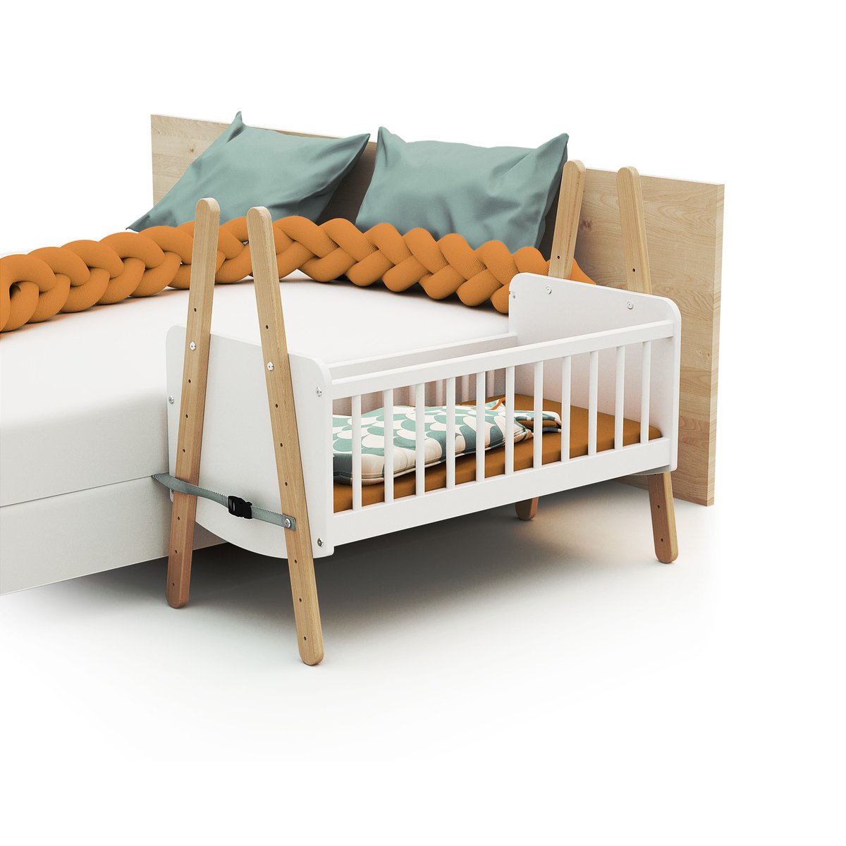 Berceau cododo en bois PIRATE blanc et hêtre, WEBABY