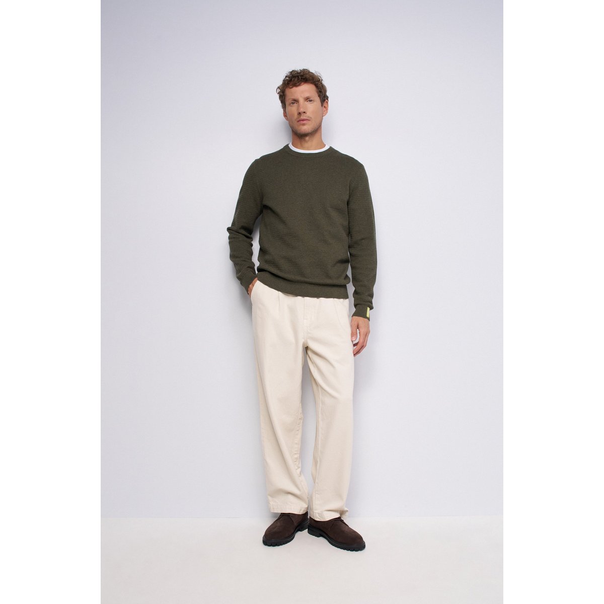 PULL EN MAILLE TEXTURÉE vert, SALSA JEANS