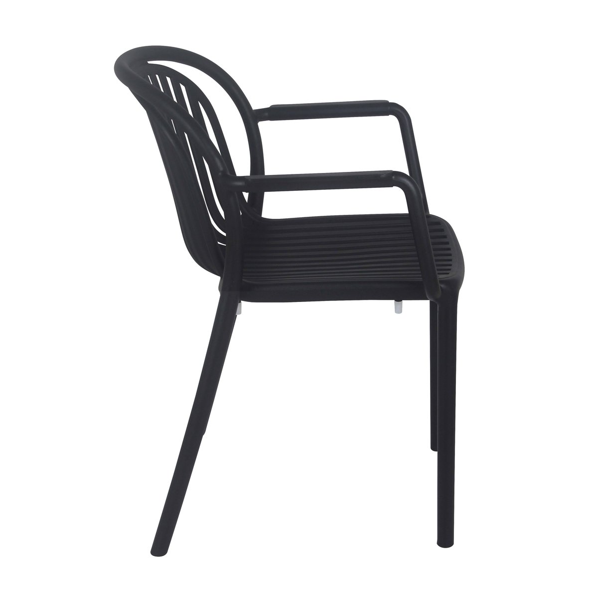 Lot de 4 fauteuils de terrasse en plastique, COPENHAGUE noir, OVIALA