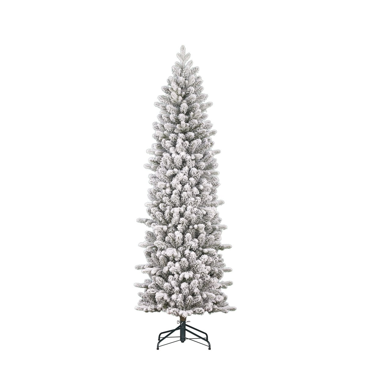 Sapin de Noël artificiel étroit et enneigé H215 cm HARMA vert, BLACK BOX TREES