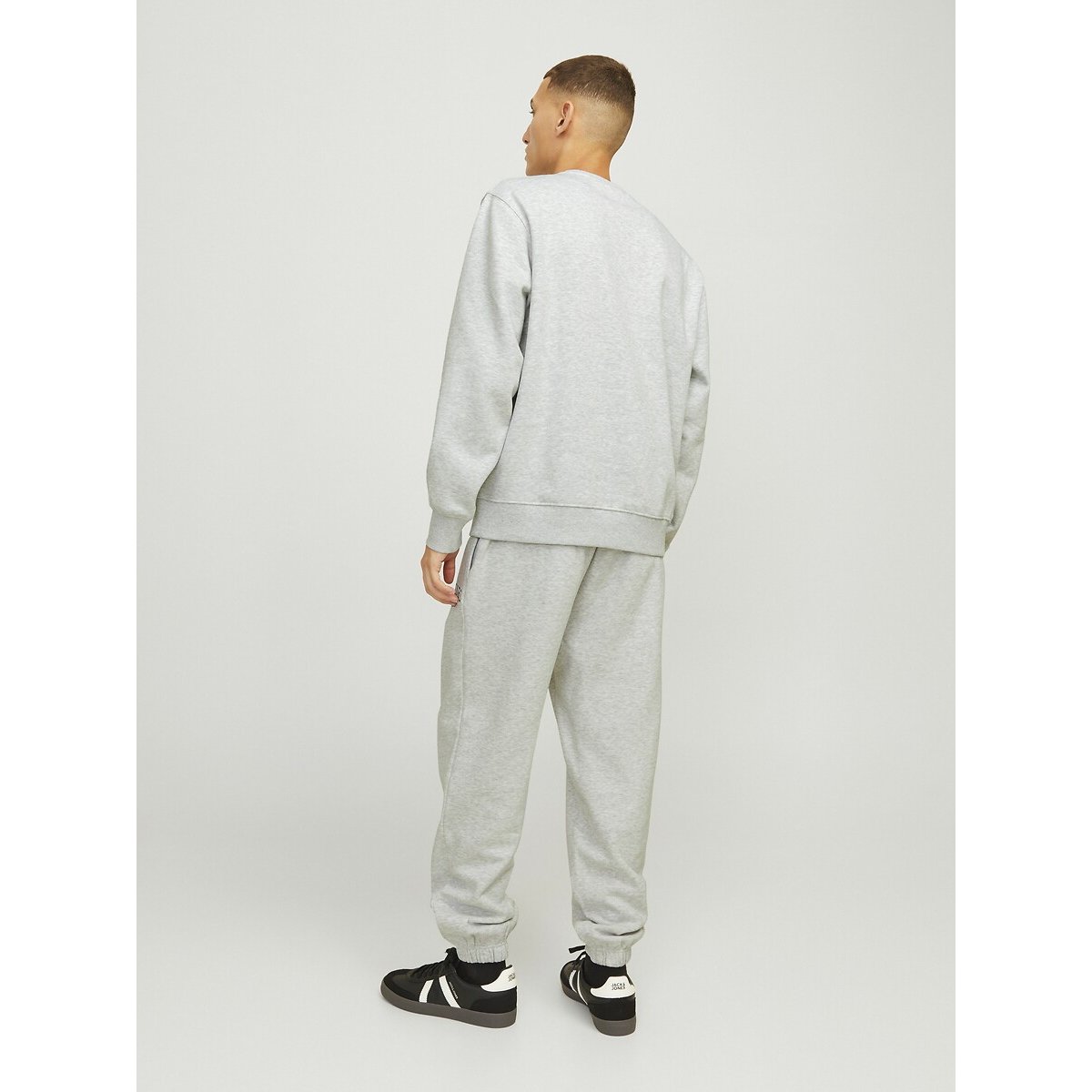 Felpa ampia girocollo grigio chiaro chiné, JACK & JONES