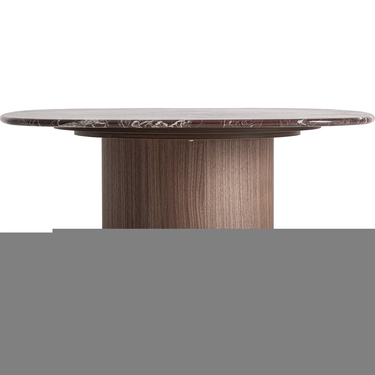 Table basse contemporaine en marbre rouge foncé et noyer brun, RECOLLECTION