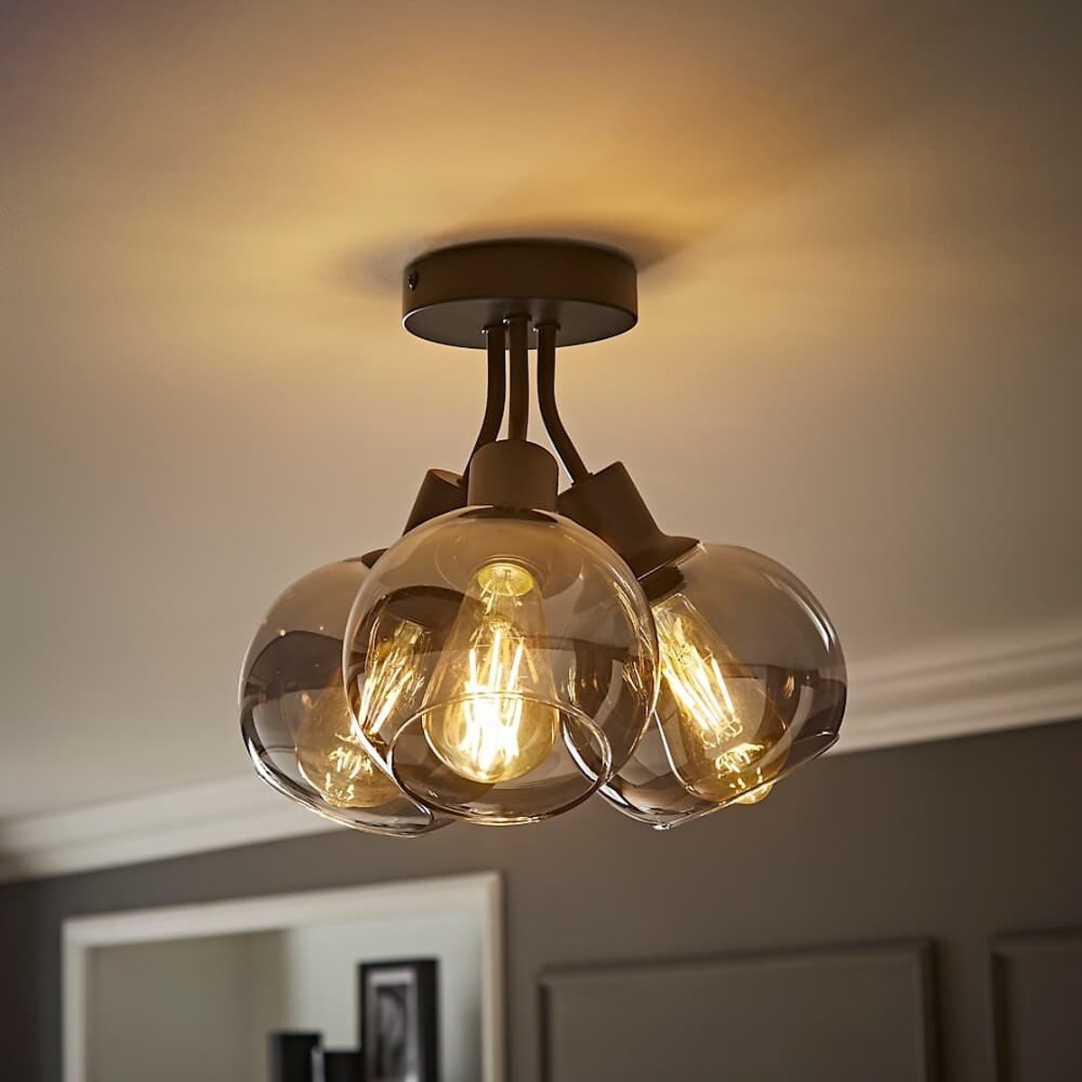 Brady 3-Light Glass Globe Cluster Ceiling Light black, SO'HOME