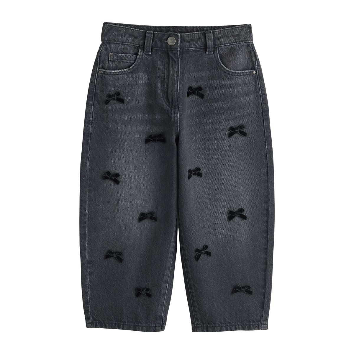 Jean barrel nœud papillon en velours anthracite, NEXT