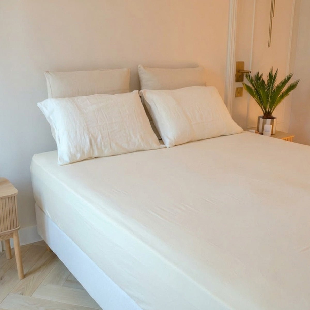 Drap-housse - Gaze de coton - LOUISE ecru, MAISON AUBERTIN