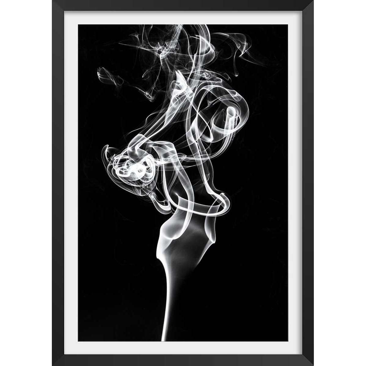 Poster white smoke tulip dream affiche + cadre en bois - noir, HEXOA