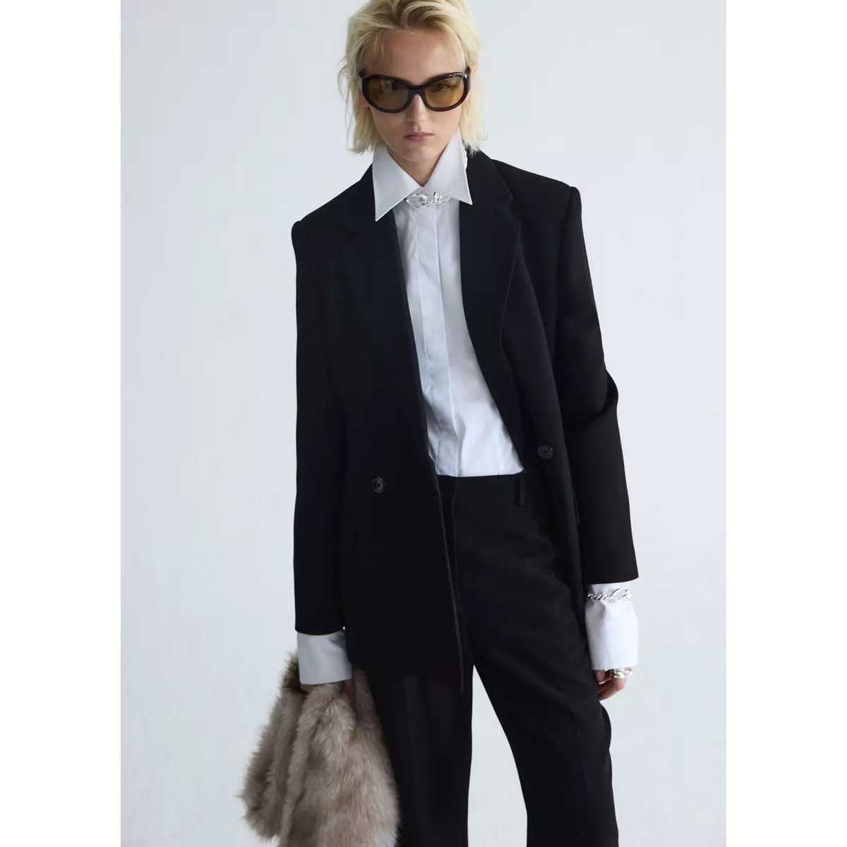 Pantalon droit costume noir, MANGO