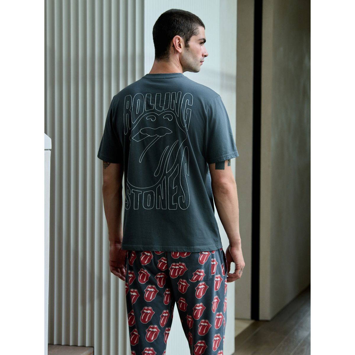 Pyjama à manches courtes the rolling stones gris/rouge, NEXT