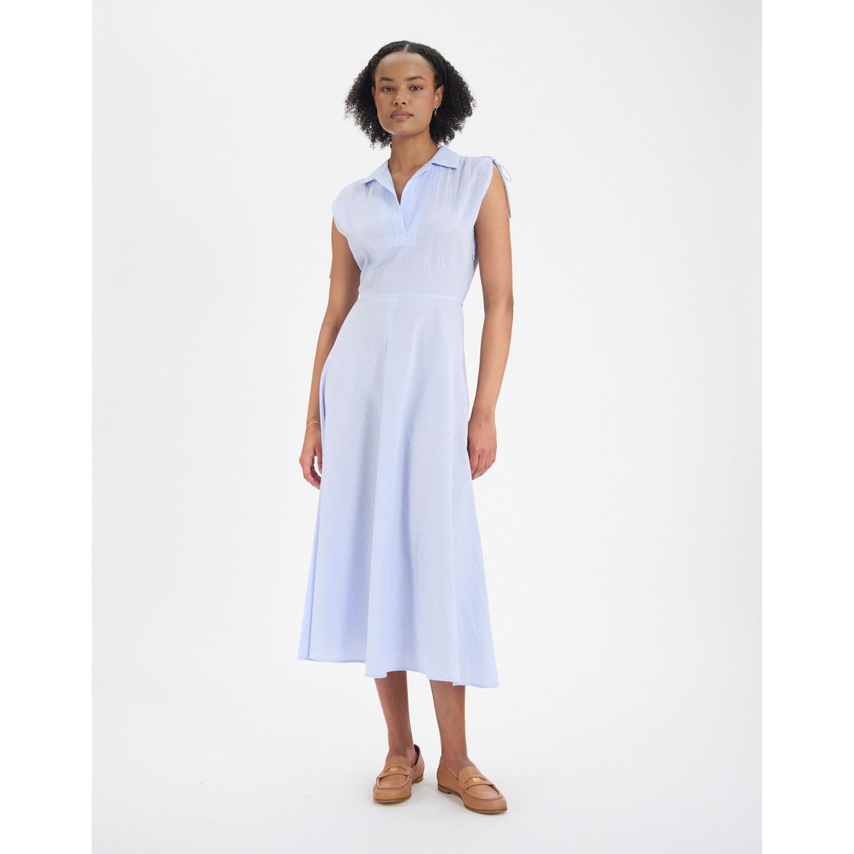 Robe cintrée Violine en coton bleu clair baby blue, INES DE LA FRESSANGE PARIS