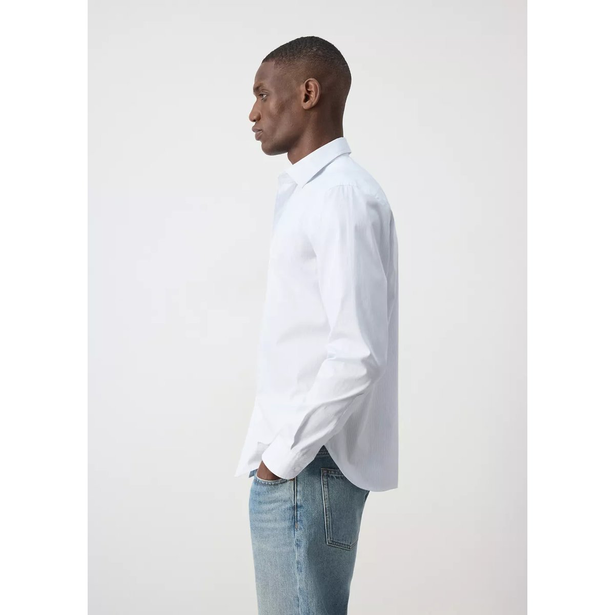 Chemise coton rayures regular-fit blanc, MANGO MAN