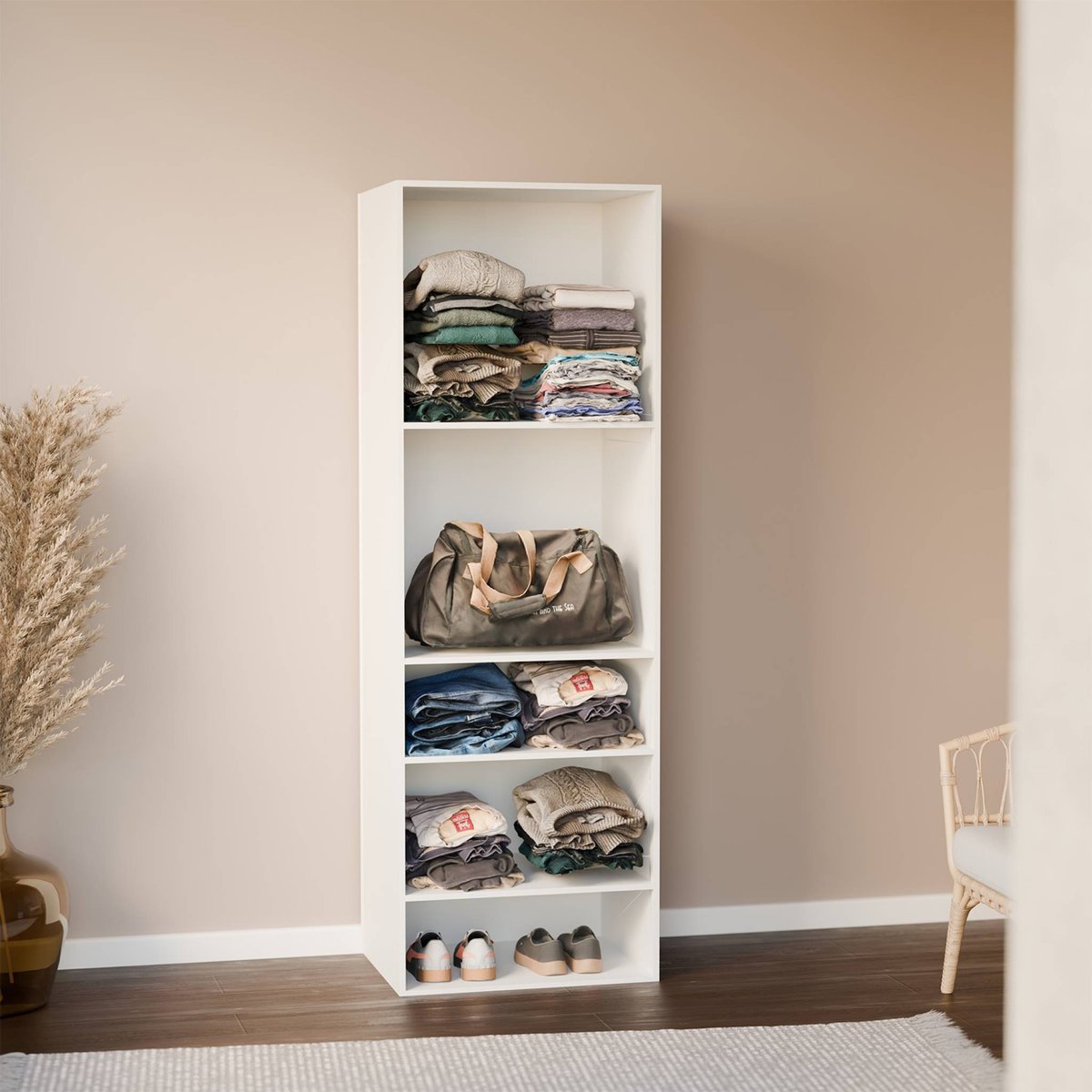 Module dressing décor bois 5 étagères MODULO naturel, SWEEEK
