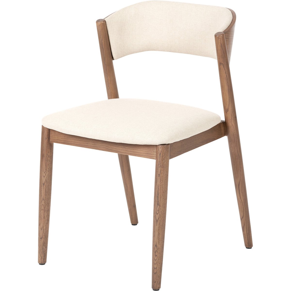 Elion Mid-Century Linen & Ash Wood Curved Back Dining Chair dark wood, ÉDITÉ