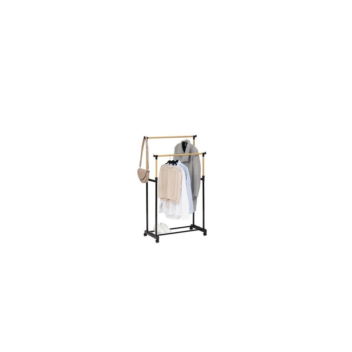 Portant à Vêtements Double Inox Et Plastique noir, ATMOSPHERA