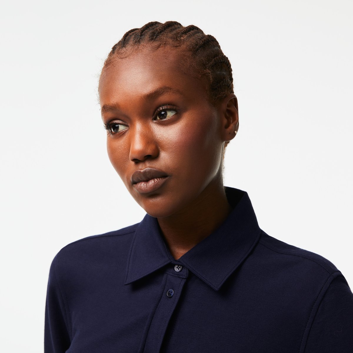Robe polo avec taille ajustable en piqué de coton bleu-166, LACOSTE