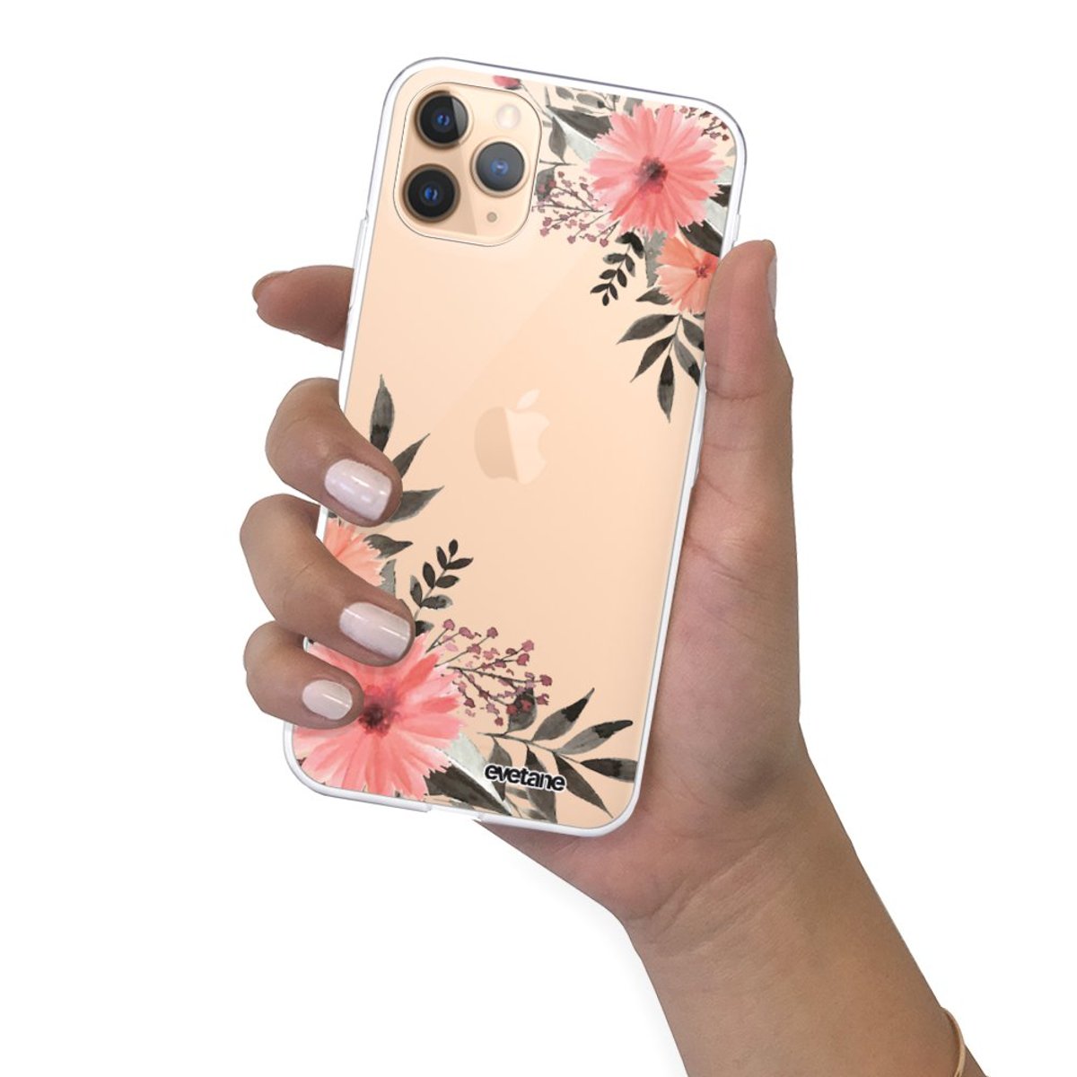 Coque 360 iPhone 11 Pro Max fleurs roses, EVETANE