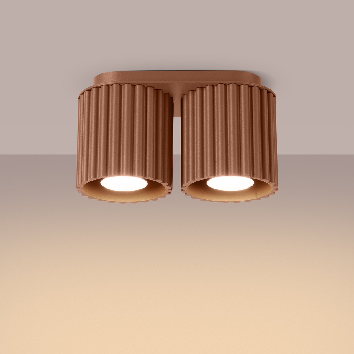 Plafonnier Aluminium Moka GU10 2 Aura marron, EDEN