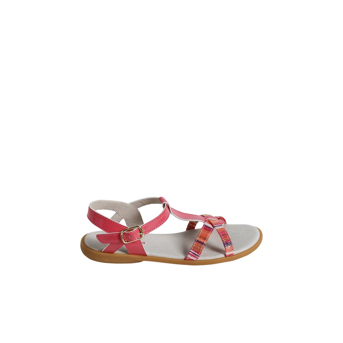Sandales fantaisie pompons lot rose, VERTBAUDET