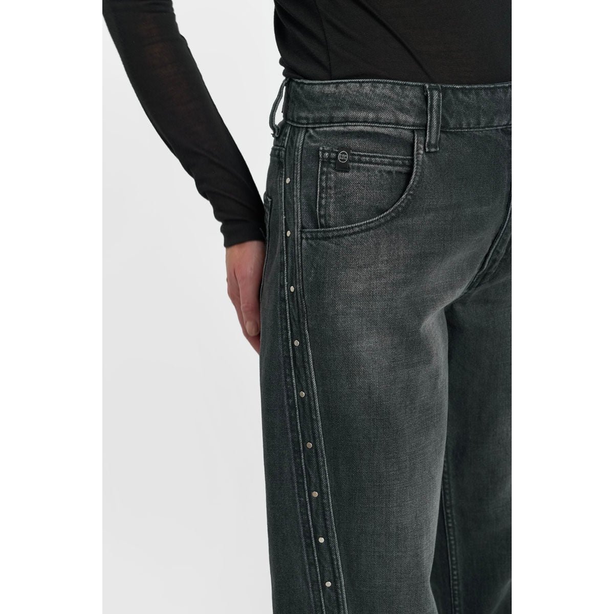 Jeans loose, large LEALY, longueur 34 black / black, LE TEMPS DES CERISES