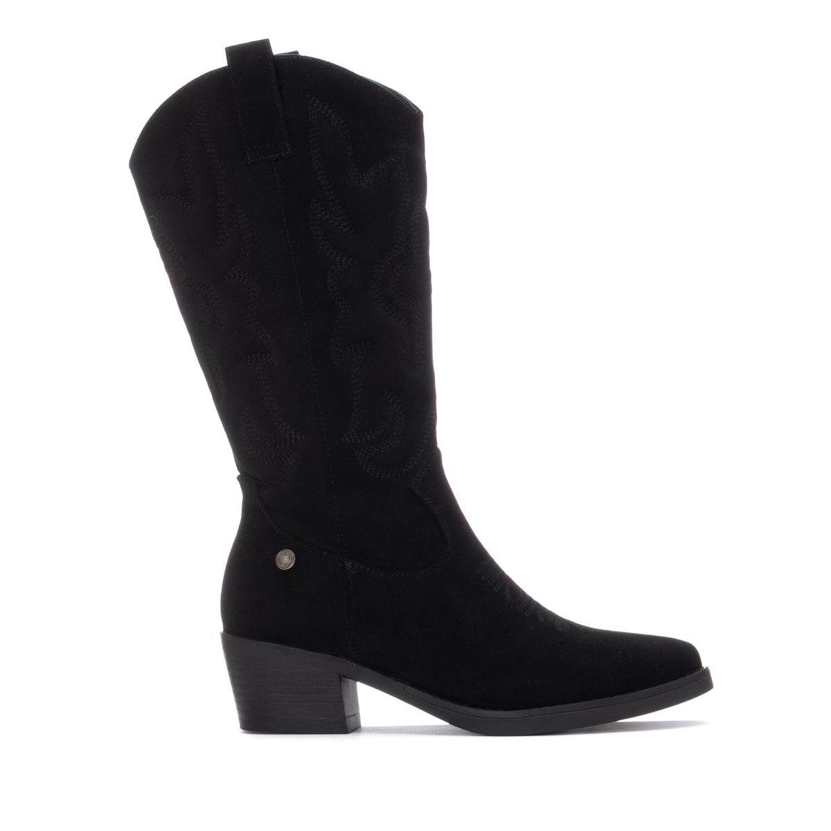 Botte Cow-boy Talon Décontractée Fermeture éclair noir, REFRESH