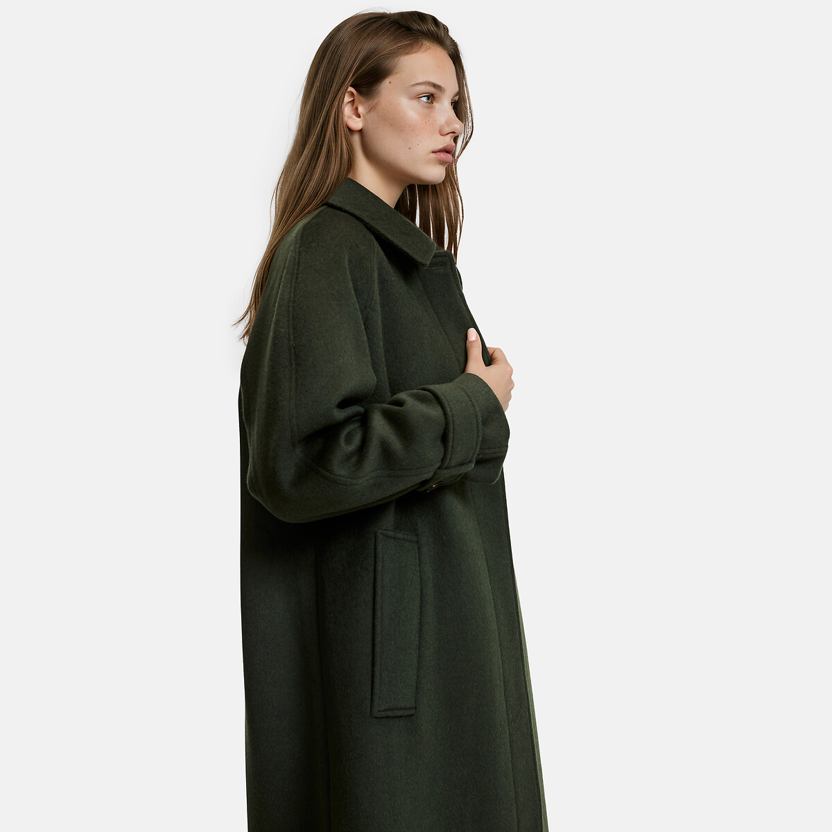 Signatures Isidore Coat in Wool Blend dark green, LA REDOUTE COLLECTIONS