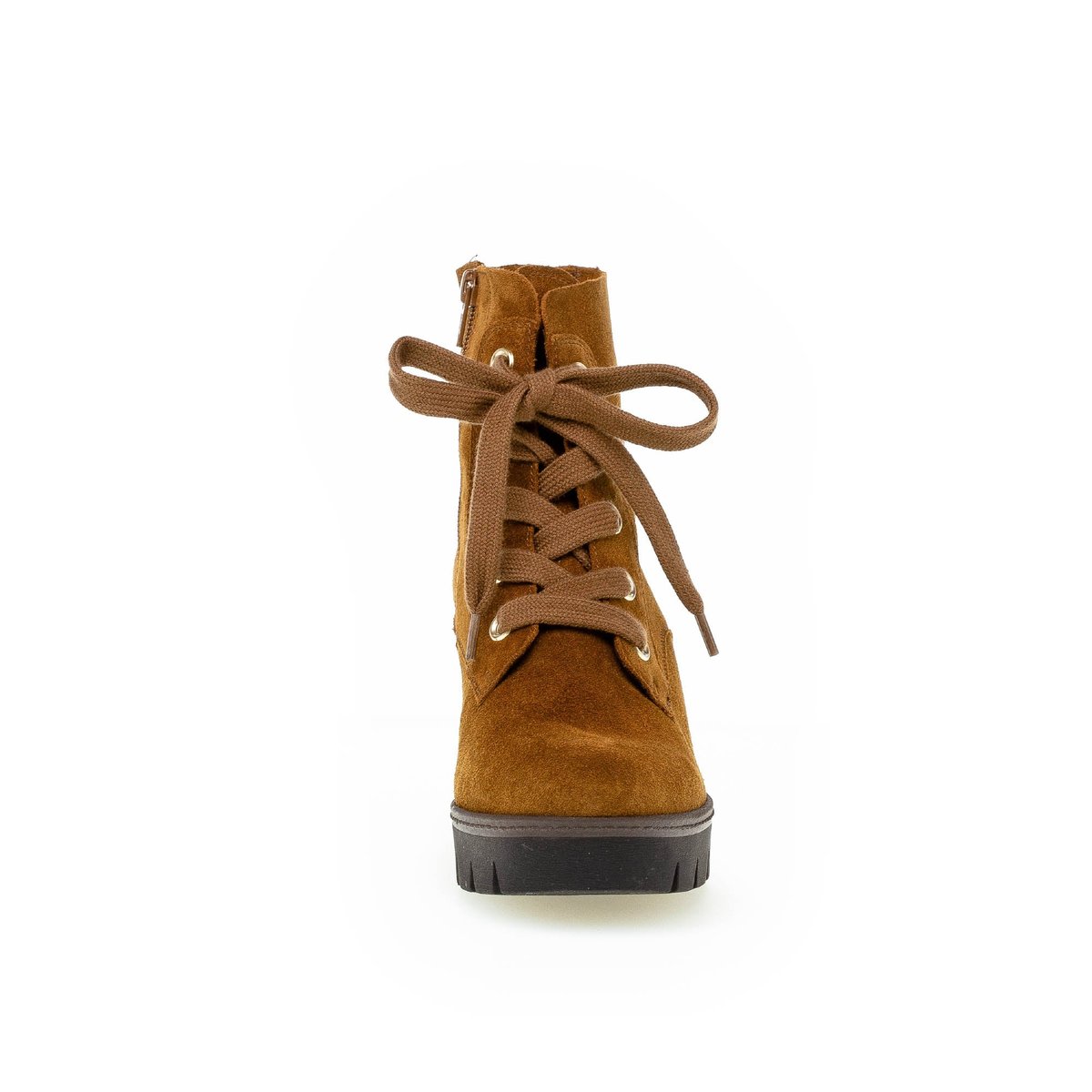 Bottines à lacets en velours marron velours, GABOR