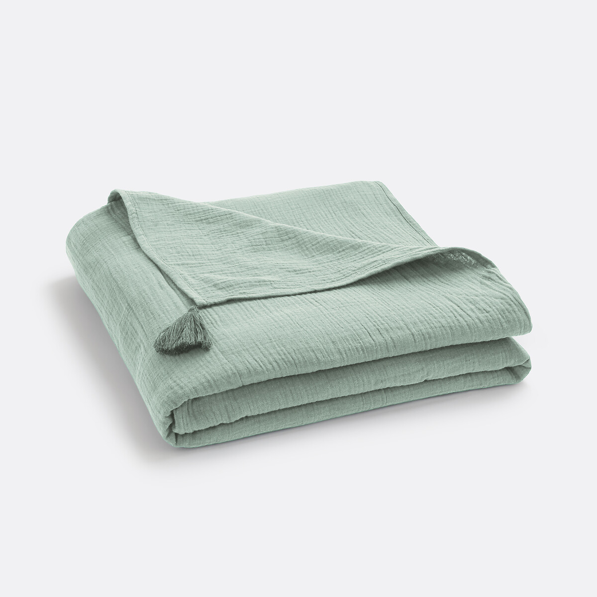 Plaid de gasa de algodón, Kumla verde grisáceo, LA REDOUTE INTERIEURS