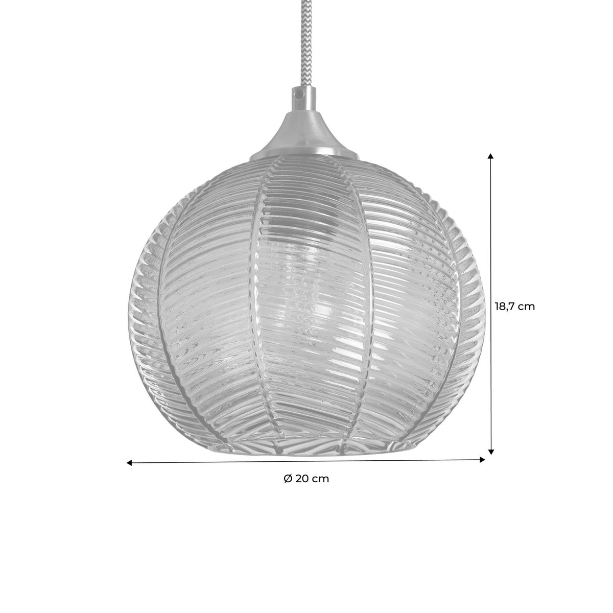 Suspension intérieur métal et verre Ø20cm ROMANE vert, SWEEEK