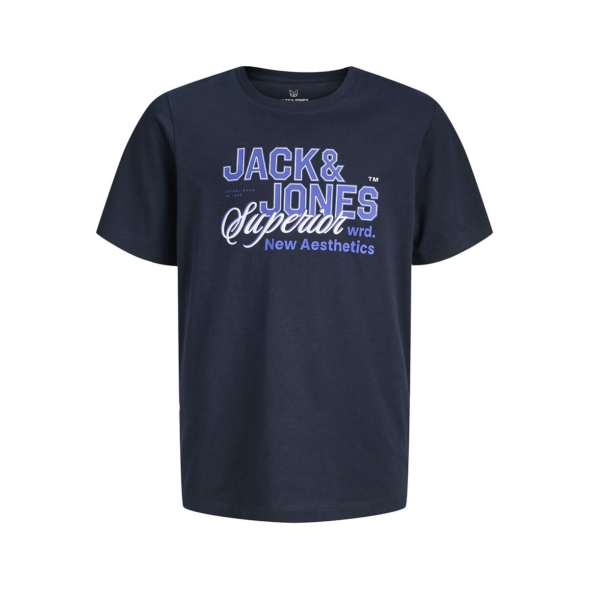 T-shirt manches courtes, imprimé devant bleu marine, JACK & JONES JUNIOR