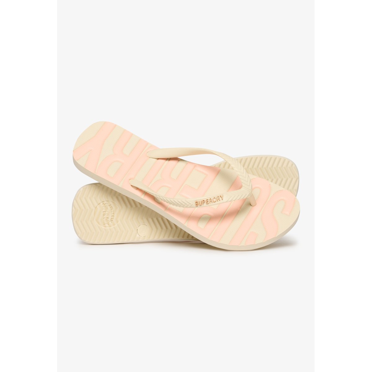 Tongs à logo Core riz blanc/corail, SUPERDRY