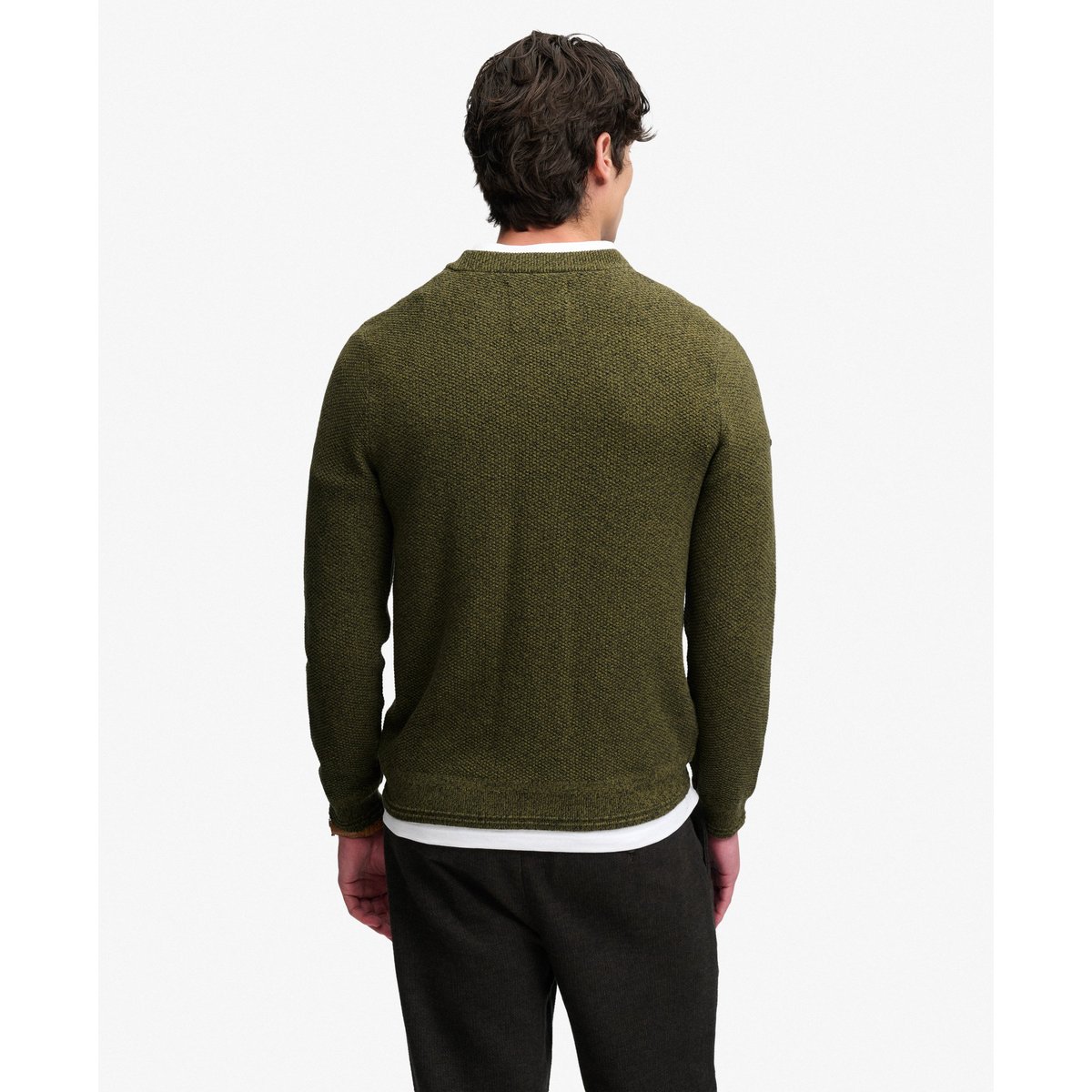 Pull Texture Knit Coupe Décontractée olive/noir, SUPERDRY