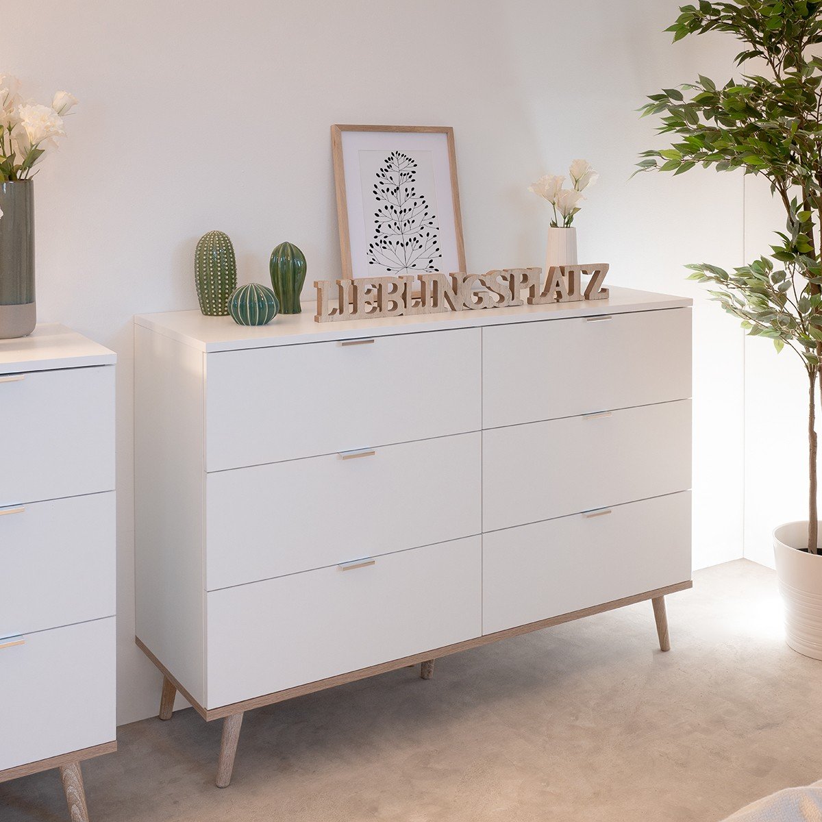Commode 6 Tiroirs L120 cm - COPENHAGUE blanc, CALICOSY
