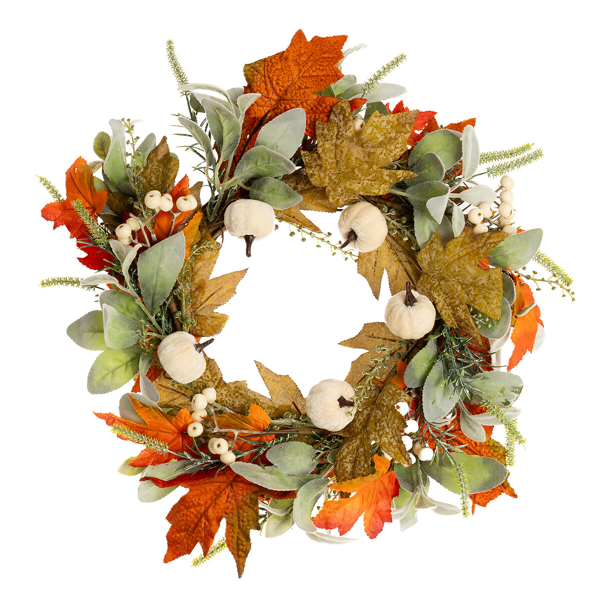 45cm Artificial Pumpkin Wreath green/orange, SO'HOME