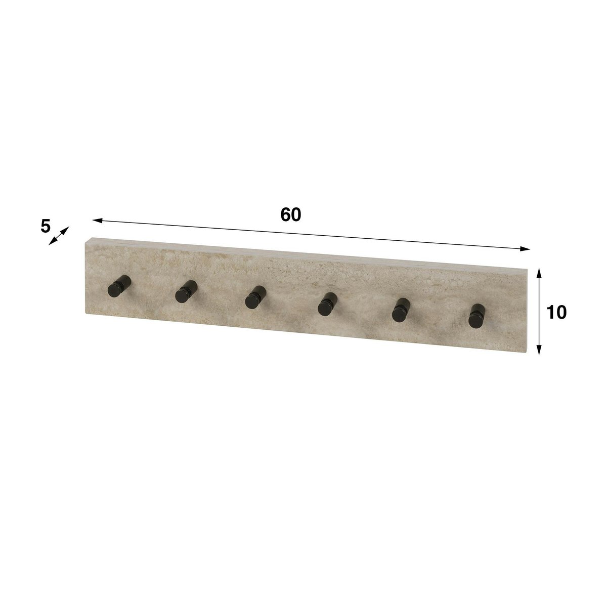 Portemanteau mural effet travertin 6 crochets ASCOLI beige, PIER IMPORT