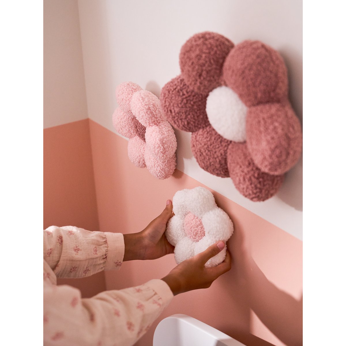 Lot de 3 fleurs bouclette rose imprimé, VERTBAUDET