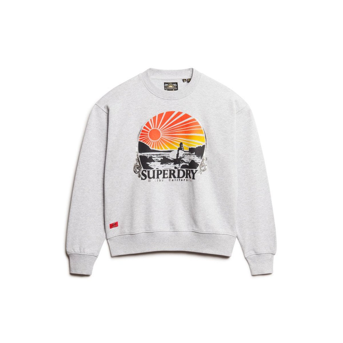 Sweat-shirt ample Travel Souvenir gris flocon chiné, SUPERDRY