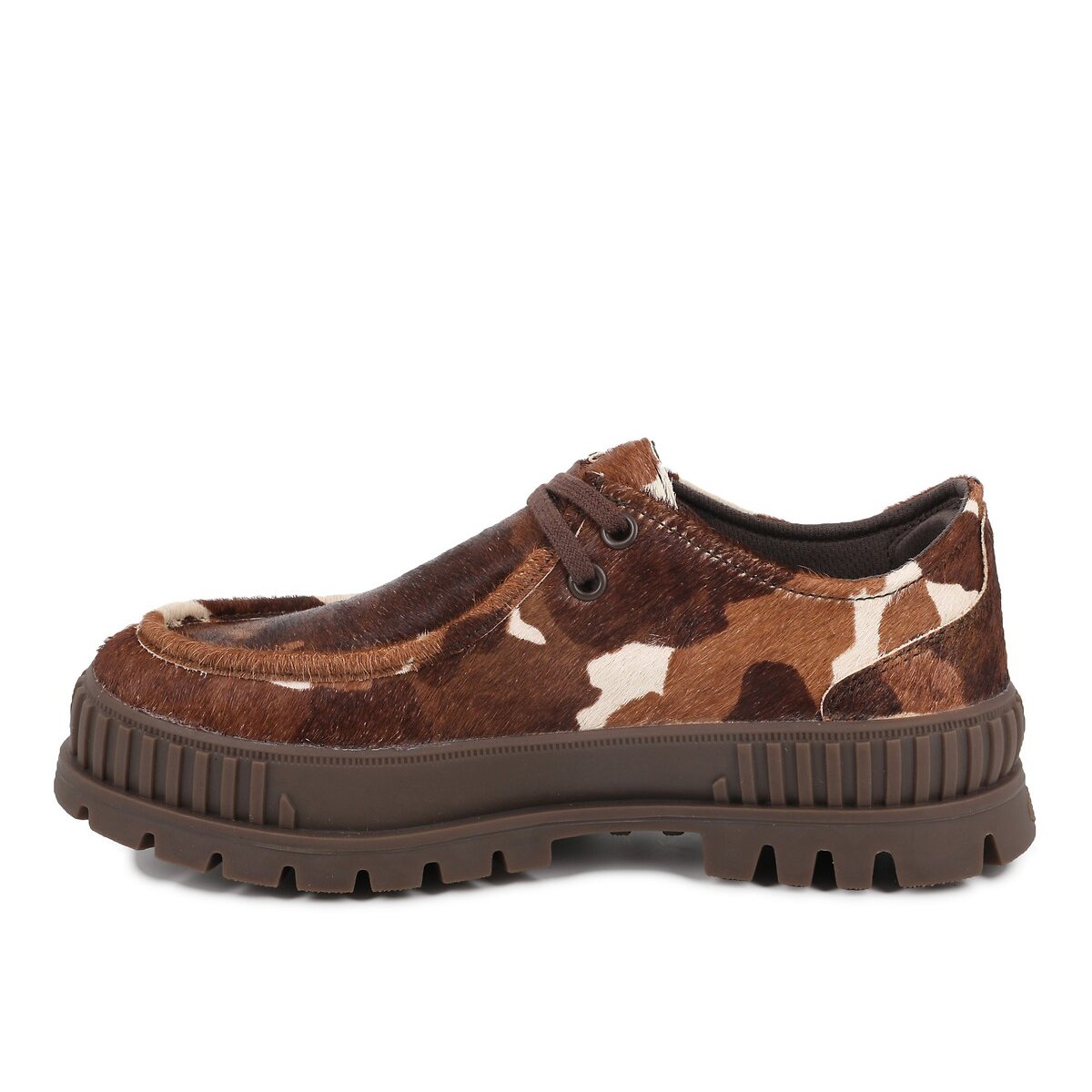 Pallashoxk Moc Wild Lace-Up Suede Loafers brown/white, PALLADIUM