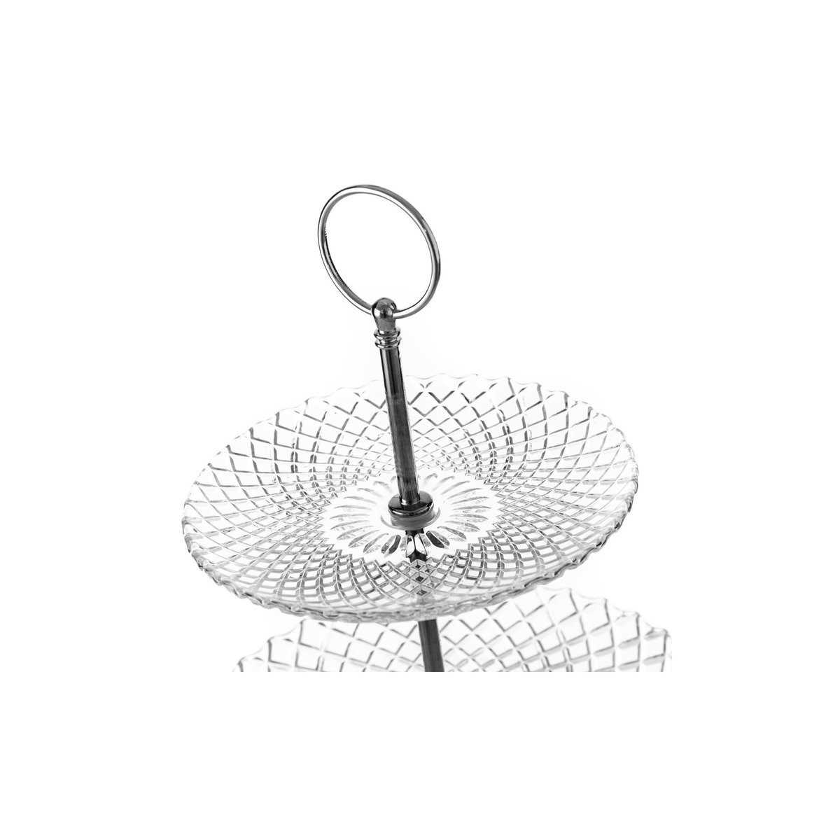 Plat de présentation fruits ou gâteaux à 3 étages en verre harlequin transparent, WADIGA