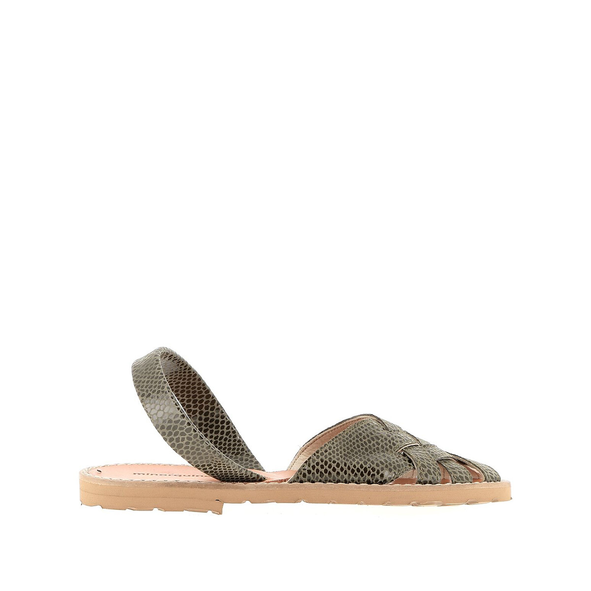 Sandales plates en cuir Avarca Compostelle kaki, MINORQUINES