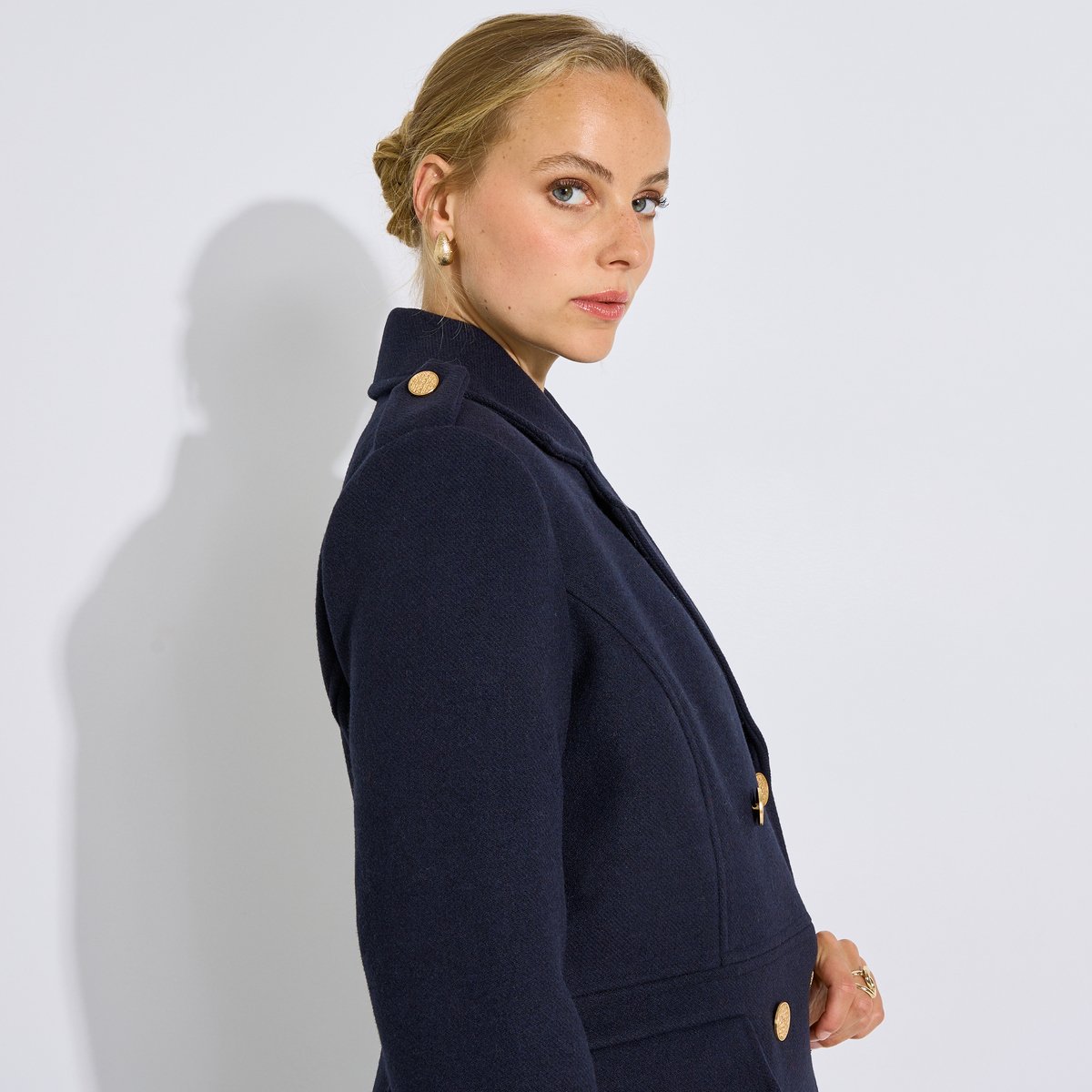 Manteau caban officier bleu marine, GRAIN DE MALICE
