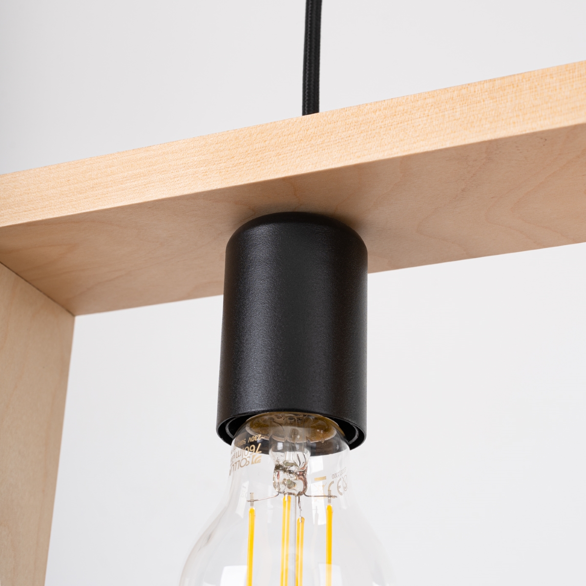 Suspension Acier Bois Naturel E27 1 Aries marron, EDEN