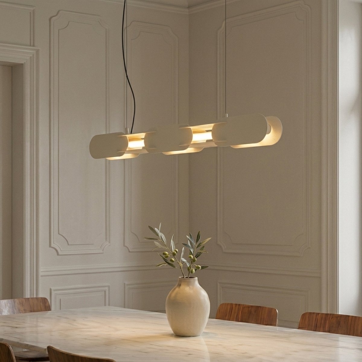 Suspension Acier Beige LED 1 Chain beige, EDEN