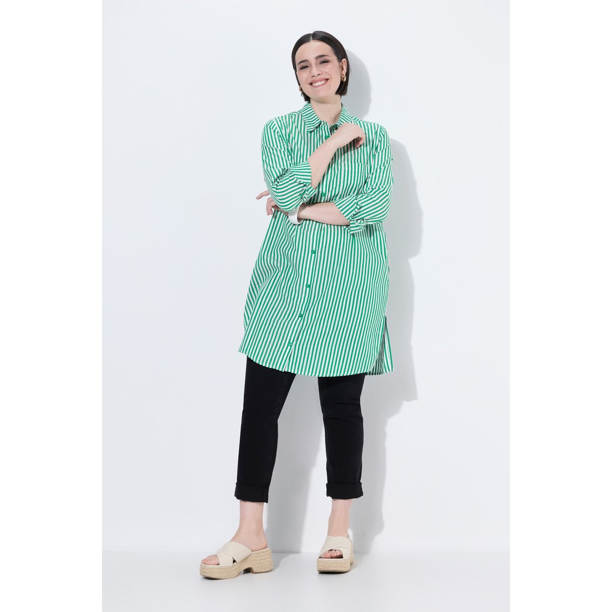 Chemisier rayé vert émeraude, ULLA POPKEN