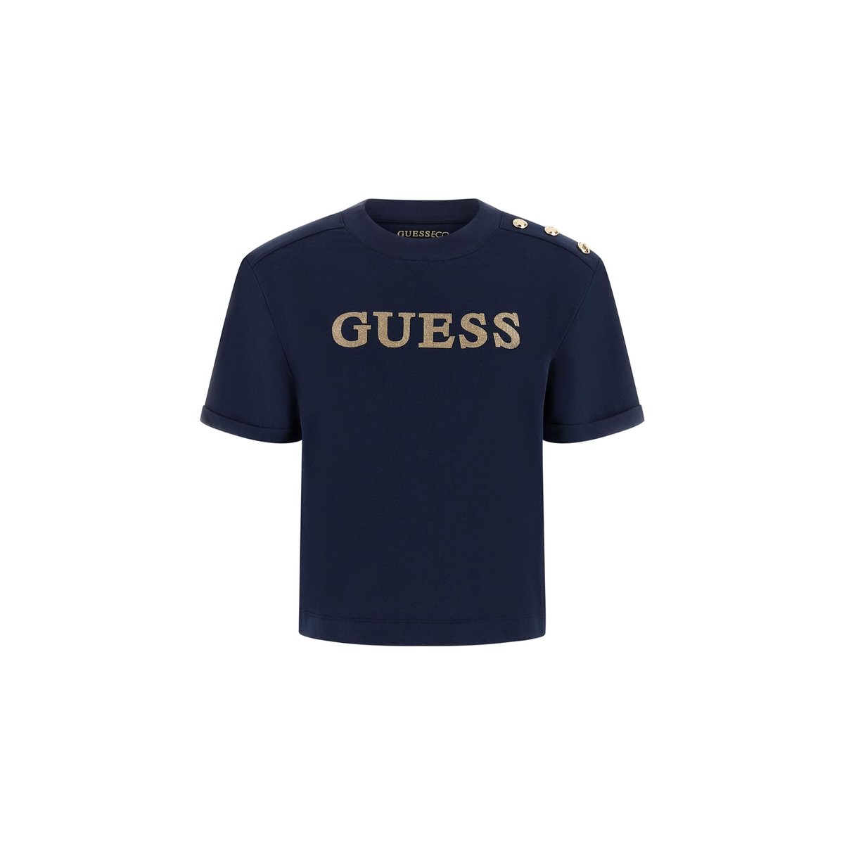 T-Shirt Logo Pailleté bleu foncé, GUESS