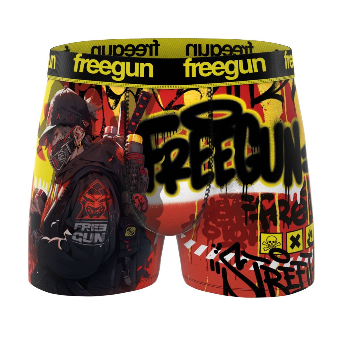 Lot De 3 Boxers Manga rouge/noir/jaune, FREEGUN