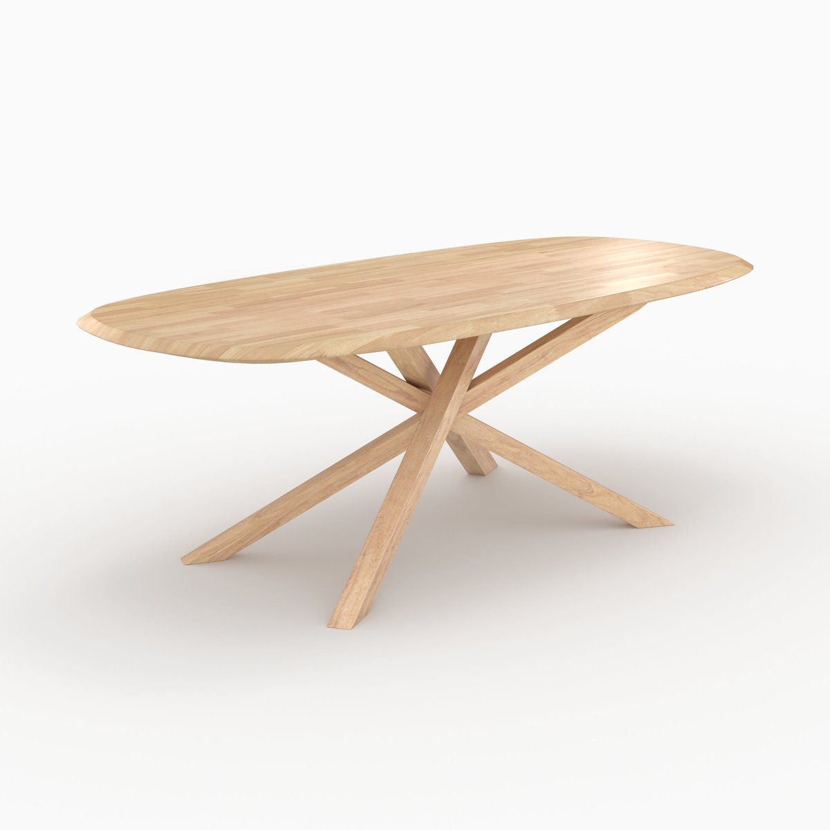 Table rectangulaire en bois d'hévéa massif - ALADIN marron clair, MAISON PAVANE