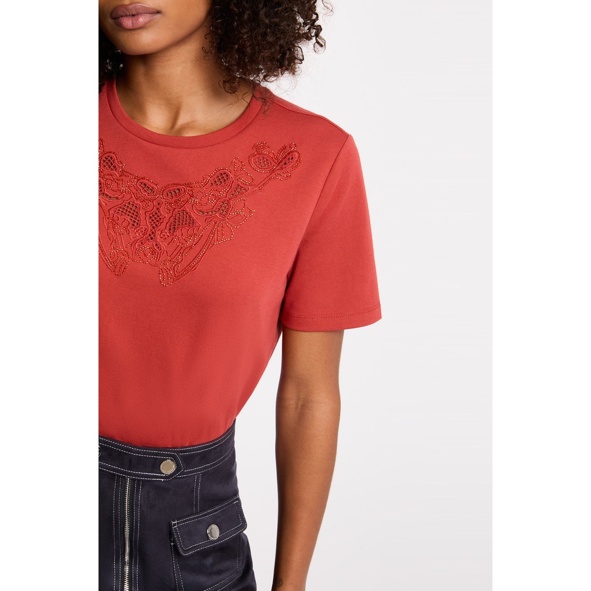 T-shirt manches courtes orange foncé, MORGAN