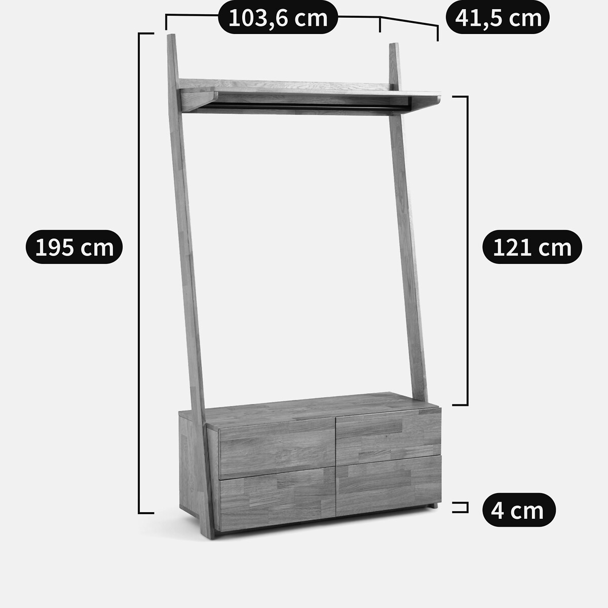 Module de dressing penderie + 4 tiroirs, Domeno naturel, LA REDOUTE INTERIEURS