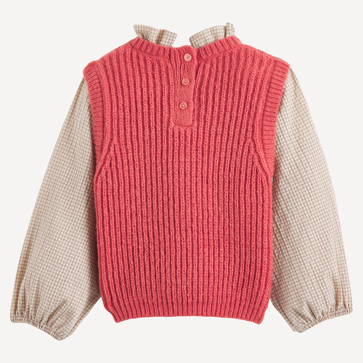 Pull chemise, effet 2 en 1 rose, LA REDOUTE COLLECTIONS