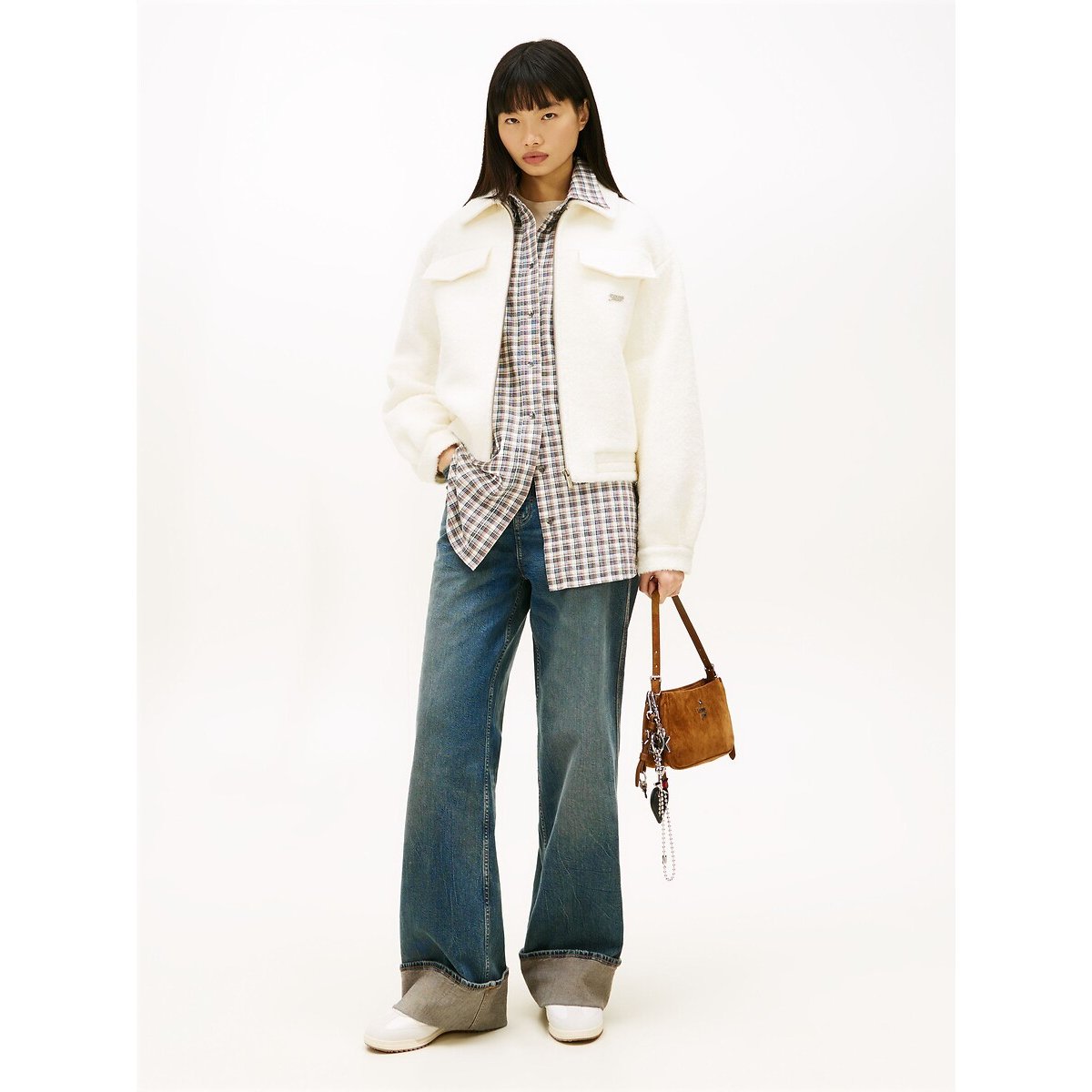 Blouson court zippé ecru, TOMMY JEANS